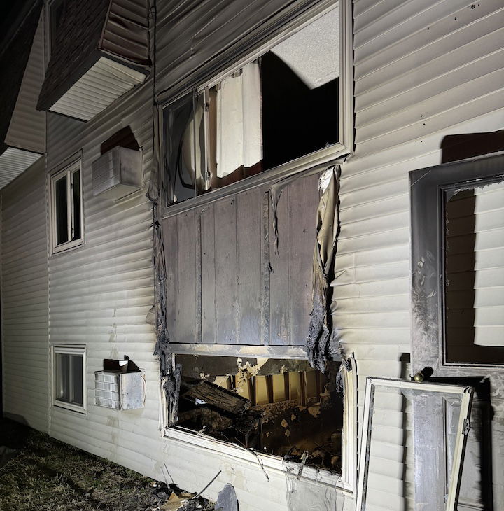 [CREDIT: Chief Frank Brown] The scene of the apartment fire at 978 Tiogue Ave. once the fire was knocked down.