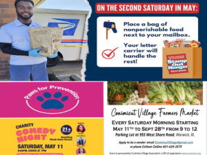 Warwick Weekend events start with food trucks and a farmers market, then a flurry of activity Saturday, including a suicide prevention walk and comedy charity night.