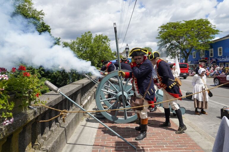 [CREDIT: Laura Paton] The Artillery Company of Newport fire their cannons during the 2024 Gaspee Days Parade June 8.