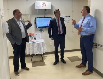 [CREDIT: Rob Borkowski] Congressman Seth Magaziner visited Coventry Senior Center June 18. He was shown around the building by Director Bob Robillard and Town Manager Dan Parrillo.