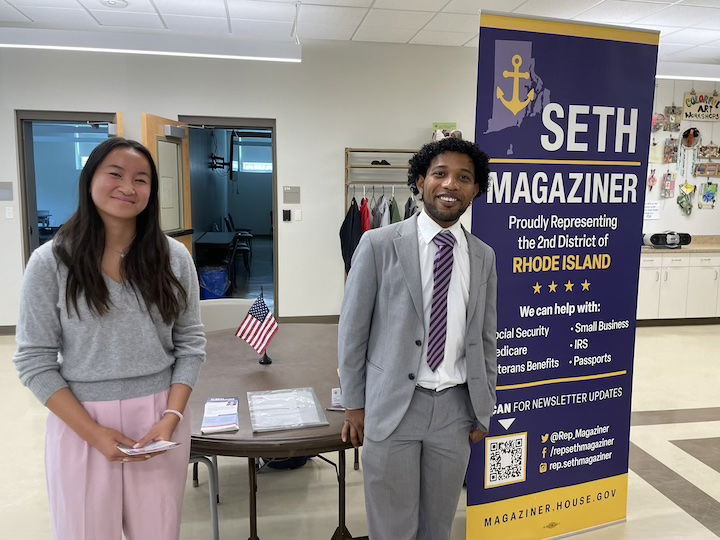 [CREDIT: Rob Borkowski] Constituent Affairs Representative Jacob Rivelli and Nicole Arias, an intern in the constituent affairs office at the Congressman's 925 Jefferson Blvd. Warwick office.