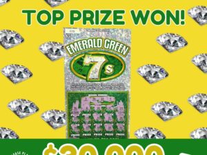 [CREDIT: RI Lottery] A Warwick woman won $30,000 on an “Emerald Green 7's” scratch ticket.