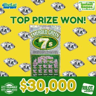 [CREDIT: RI Lottery] A Warwick woman won $30,000 on an “Emerald Green 7's” scratch ticket.