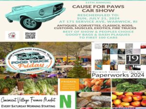 Warwick weekend events include the Paws for Cause car show Sunday.