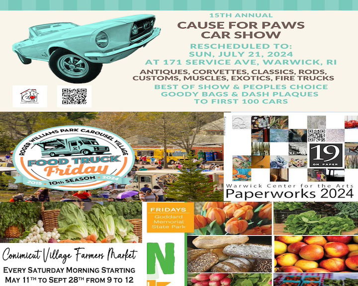 Warwick weekend events include the Paws for Cause car show Sunday.