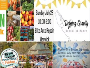 Warwick weekend events this week include food trucks, a farmer's market and car wash fundraising.