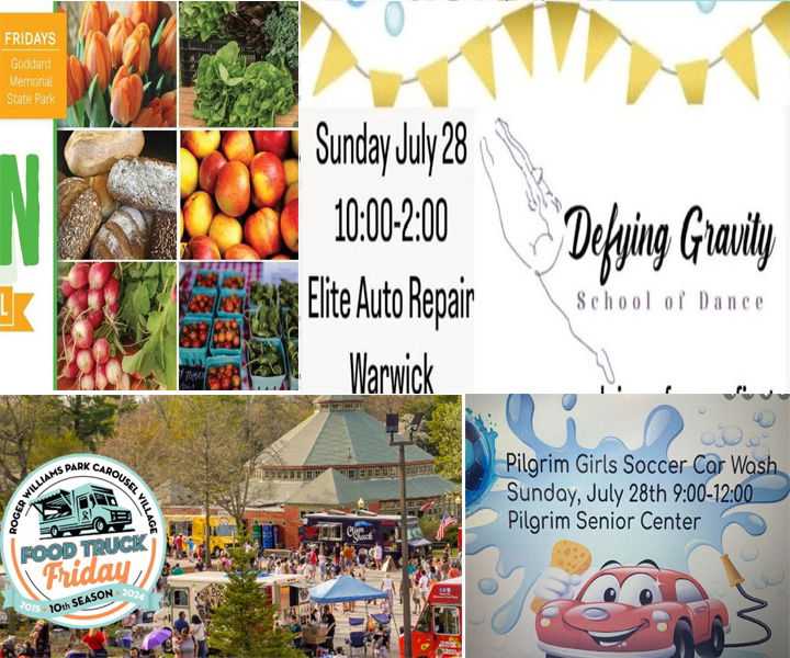 Warwick weekend events this week include food trucks, a farmer's market and car wash fundraising.