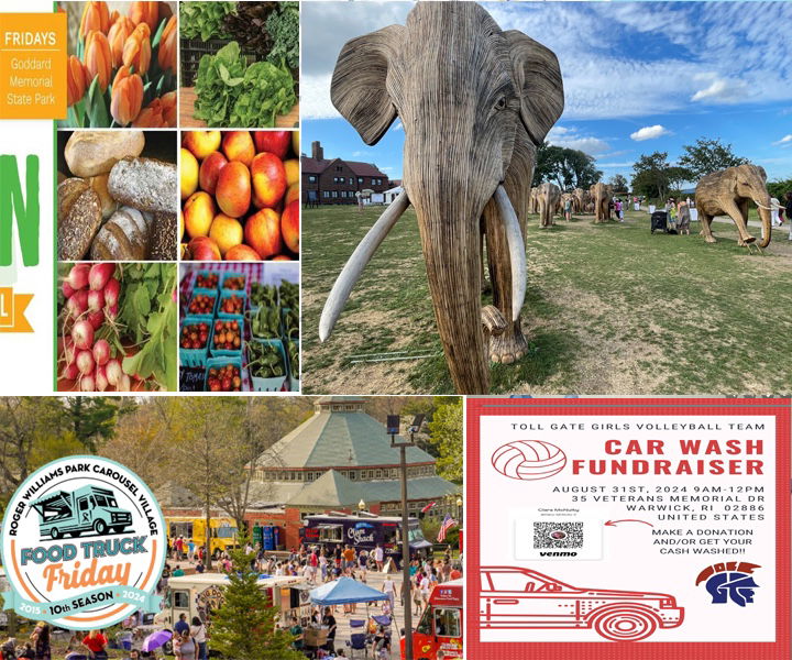 Warwick weekend events for Labor Day weekend involve local dining entertainment, a car wash and a full weekend of Elephants at the Cliff Walk in Newport.