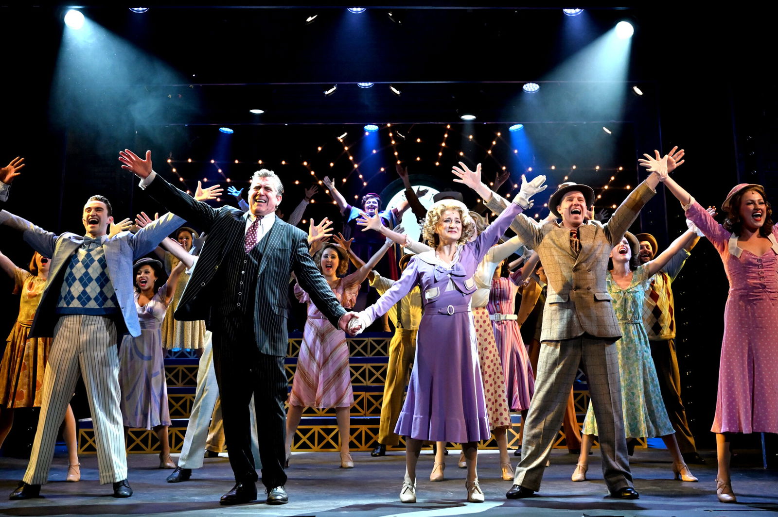 [TBTS] At center, Patrick Ryan Sullivan and Laura Guley with the rest of the ensemble cast of the musical "42nd Street" perform 'Lullaby of Broadway.'