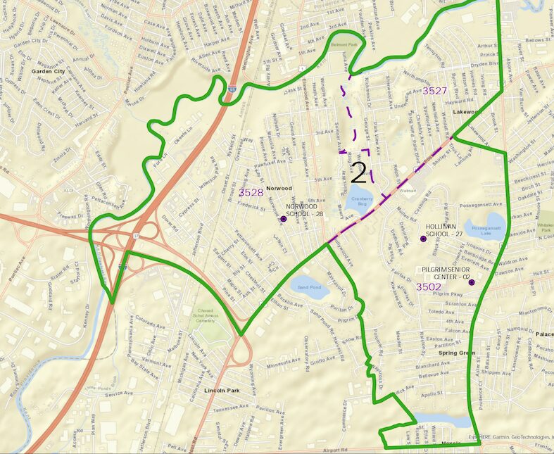 [CREDIT: City of Warwick] A detail map of Warwick's Ward 2. On Nov. 5, incumbent Democratic Councilman Jeremy Rix will contest with Republican challenger Bill Paola for the seat in the Ward 2 race.