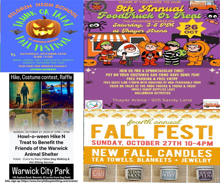 [CREDIT: WP Composite] Warwick weekend events feature the final farmer's market in Pawtuxet, Howl-Ween at City Park and a Foodtruck or treat.