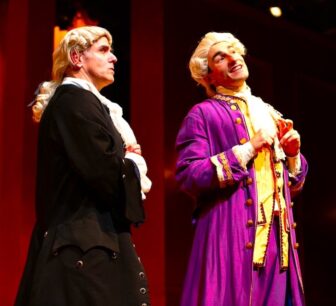 CREDIT: Kat Laine] From left, Steve Kidd as Salieri, Liebhauser as Wolfgang Amadeus Mozart in 'Amadeus,' which examines the rivalry between the two artists.