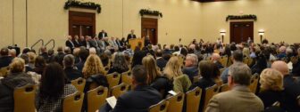 [CREDIT: Rob Borkowski] Mayor Frank Picozzi speaks to a full house during the Warwick Inauguration at Crowne Plaza Jan. 7, 2025.