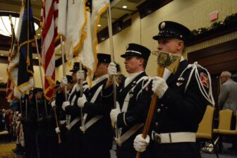 [CREDIT: Rob Borkowski] The Warwick Fire Department Color Guard lines up for the Warwick inauguration Jan. 7, 2025.